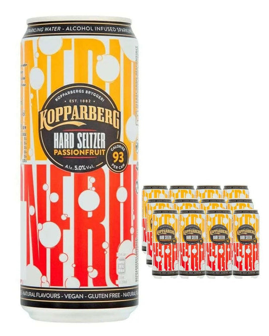 Kopparberg Passionfruit Hard Seltzer Premixed Can Multipack |Buy online with UK delivery at Drinks Yard | www.drinksyard.co.uk