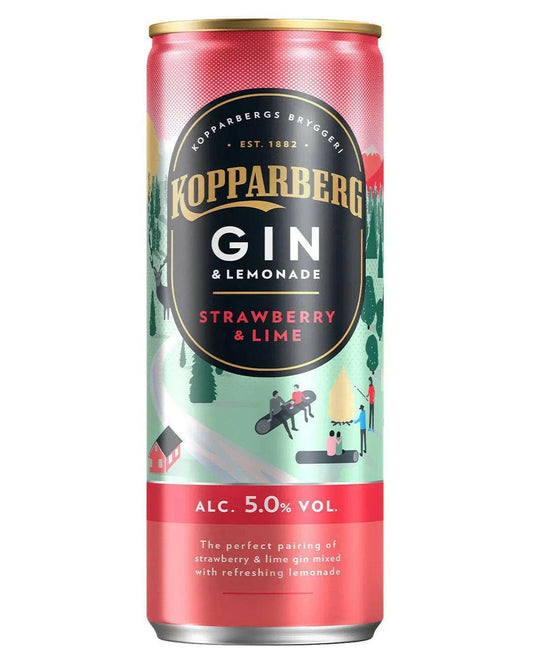 Kopparberg Strawberry & Lime Gin and Lemonade Premixed Can |Buy online with UK delivery at Drinks Yard | www.drinksyard.co.uk