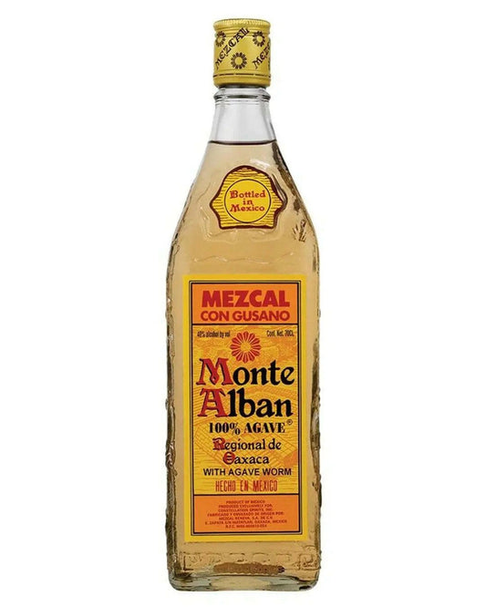 Monte Alban Mezcal with Agave Worm |Buy online with UK delivery at Drinks Yard | www.drinksyard.co.uk